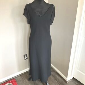 Jones New York size 10 black‎ formal dress with beaded sleeves and back hem